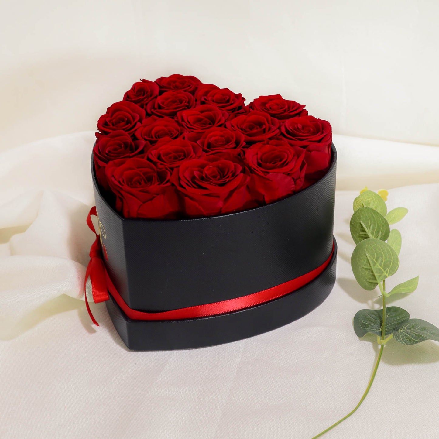 Exquisite Red Roses in Heart-Shaped Gift Box - 16 Eternal Flowers