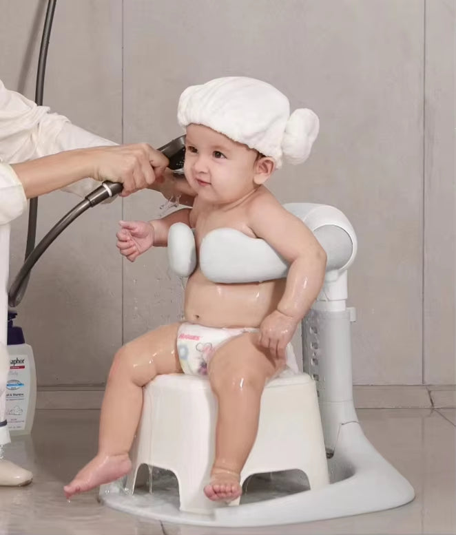 Foldable Baby Bath Seat & Standing Support with Armrest