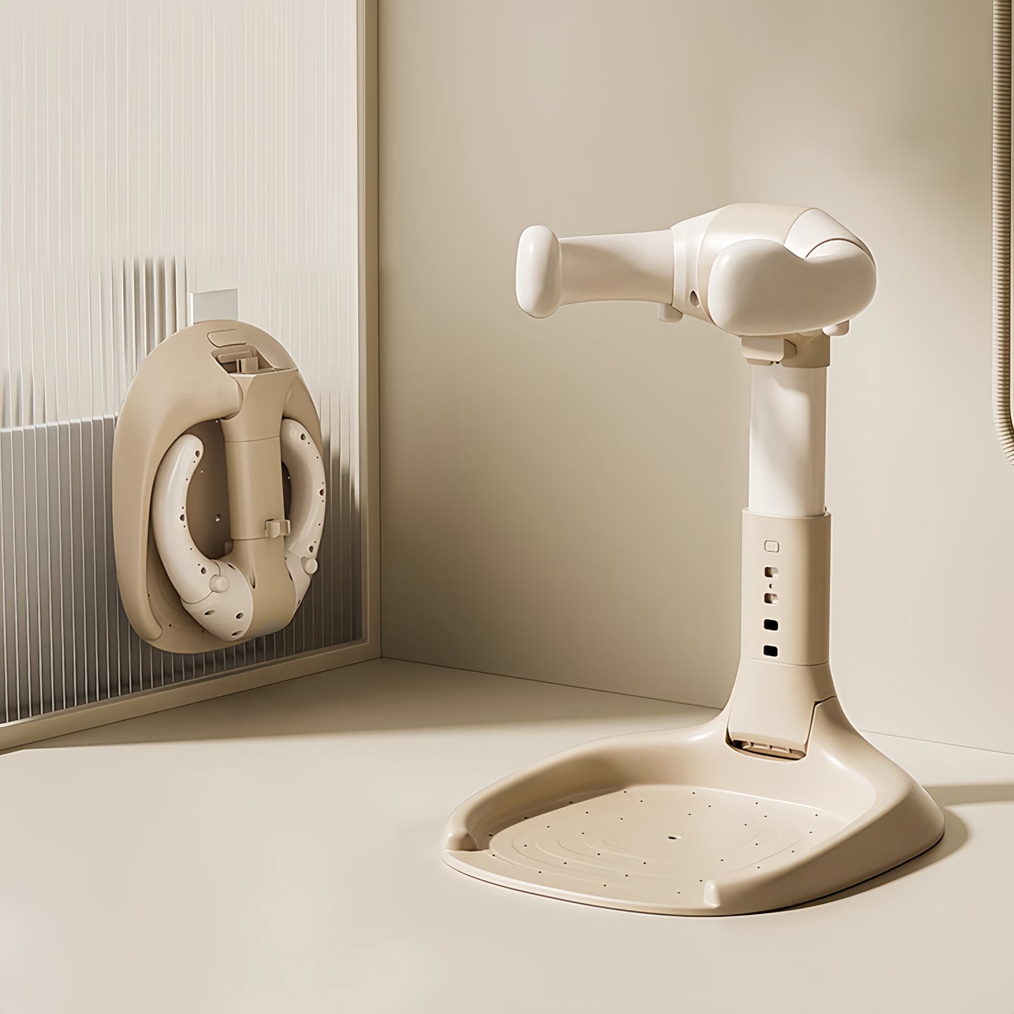 Foldable Baby Bath Seat & Standing Support with Armrest