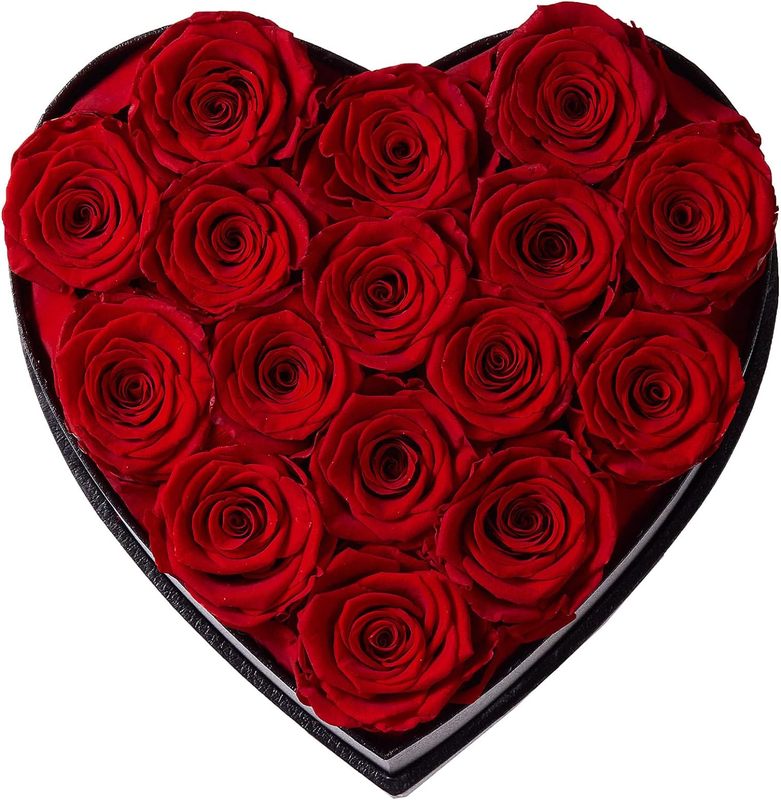 Exquisite Preserved Red Roses in Heart-Shaped Gift Box - 16 Eternal Flowers