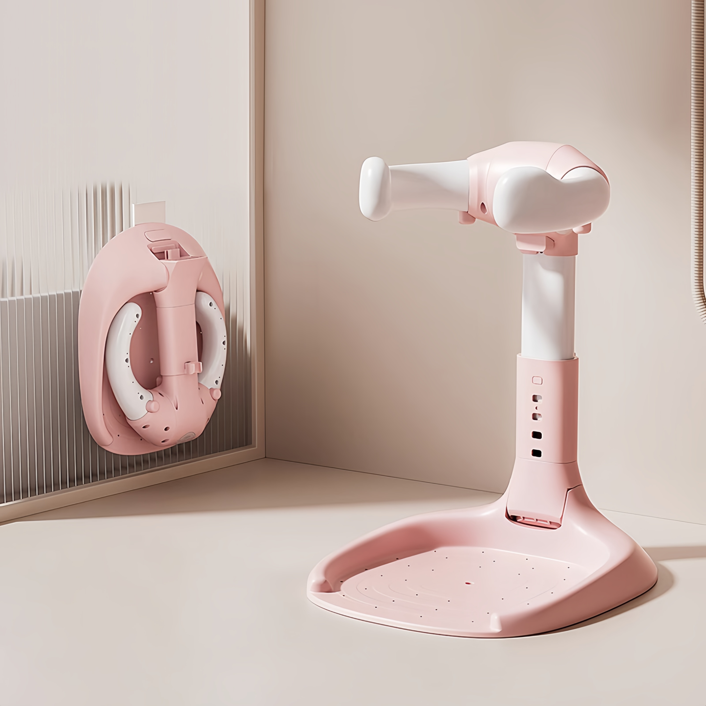 Foldable Baby Bath Seat & Standing Support with Armrest