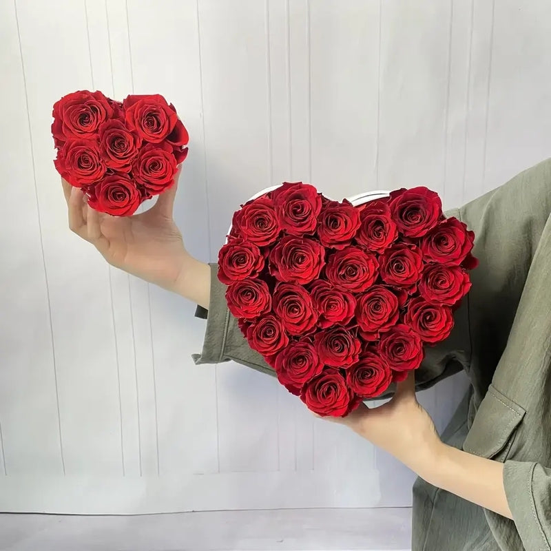 Exquisite Preserved Red Roses in Heart-Shaped Gift Box - 16 Eternal Flowers