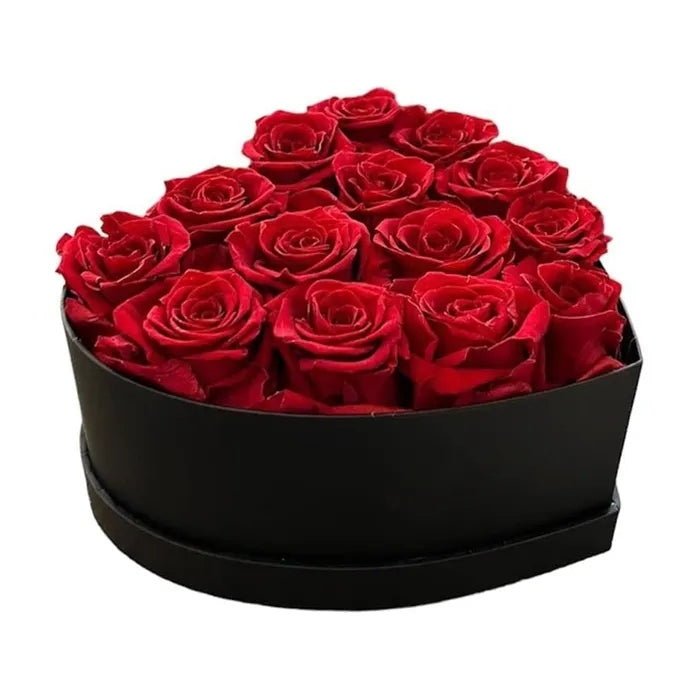 Exquisite Preserved Red Roses in Heart-Shaped Gift Box - 16 Eternal Flowers