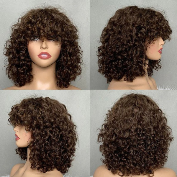 Luxury Raw Hair Fringe Bob Wig - 12" Luxury Curl