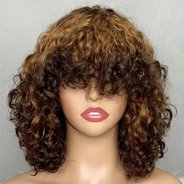 Luxury Raw Hair Fringe Bob Wig - 12" Luxury Curl