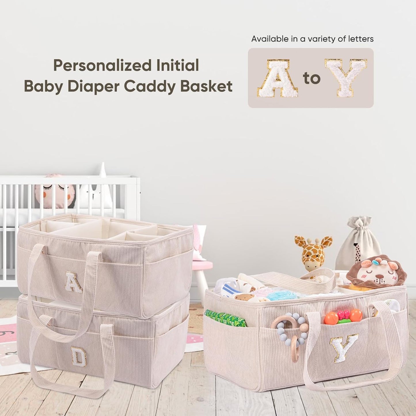 Diaper Caddy Organizer Baby Storage Basket Personalized