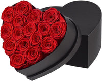 Exquisite Preserved Red Roses in Heart-Shaped Gift Box - 16 Eternal Flowers