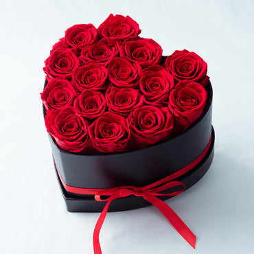 Exquisite Preserved Red Roses in Heart-Shaped Gift Box - 16 Eternal Flowers