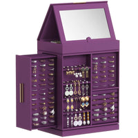 Lifewit 360° Rotating Jewelry Box Top Magnetic Box wth Mirror 2 Sides Plus 2 Large Drawers Jewelry Organizer and Storage Case for Ring Necklace Earring Bracelet Gift Idea Royal Purple