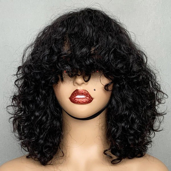 Luxury Raw Hair Fringe Bob Wig - 12" Luxury Curl