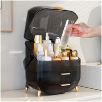 Cosmetic Display Cases Makeup Storage Organizer with Transparent Black Cover